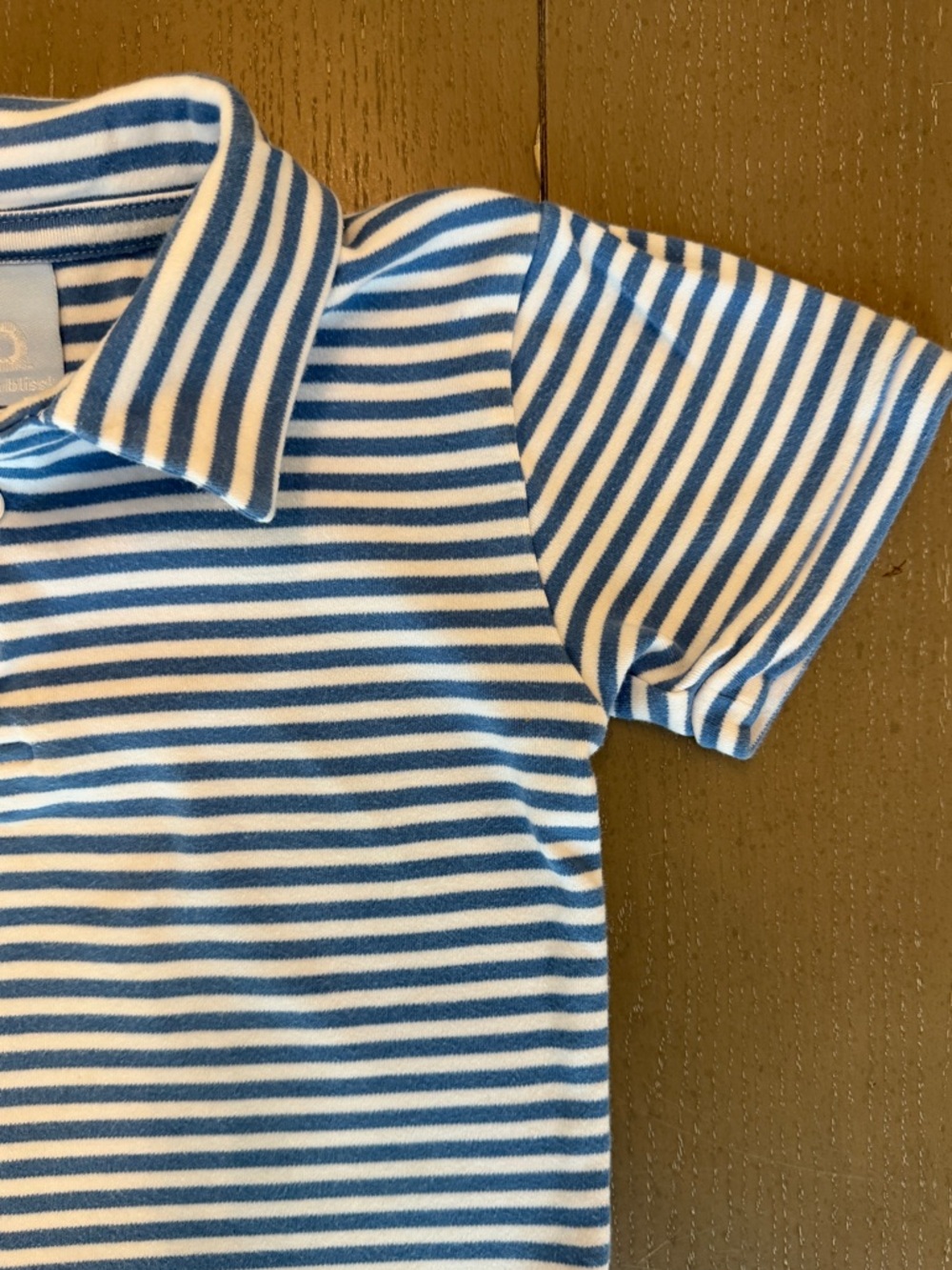 Bella Bliss Boys’ Short-Sleeve Preppy Blue Stripe Cotton Polo Shirt • Size 6 (S) - Picture 6 of 11